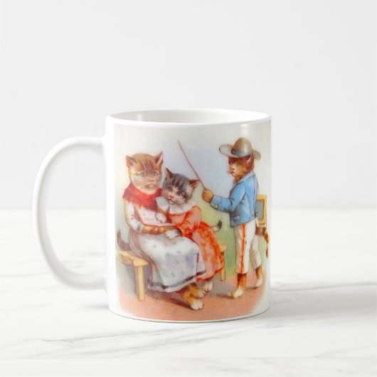 Viktorianisch gekleidete Katzen Kaffeetasse (Links)