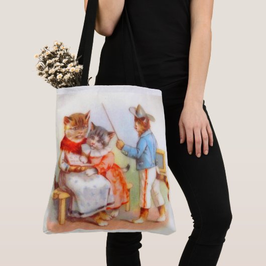 Viktorianisch gekleidete Katzen Tasche (Von Nahem)