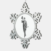 Viktorianisch Gentleman Selfie Schneeflocken Zinn-Ornament (Rechts)