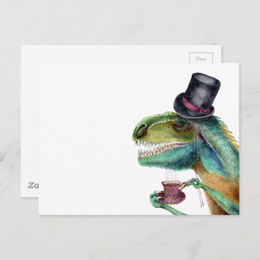 Viktorianisch Gentleman Tyrannosaurus Rex Postkarte (Vorne/Hinten)
