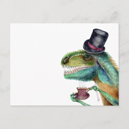 Viktorianisch Gentleman Tyrannosaurus Rex Postkarte (Vorderseite)
