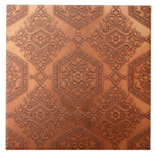 Viktorianisch geprägtes Kupfer-Blumenmuster Antik Fliese