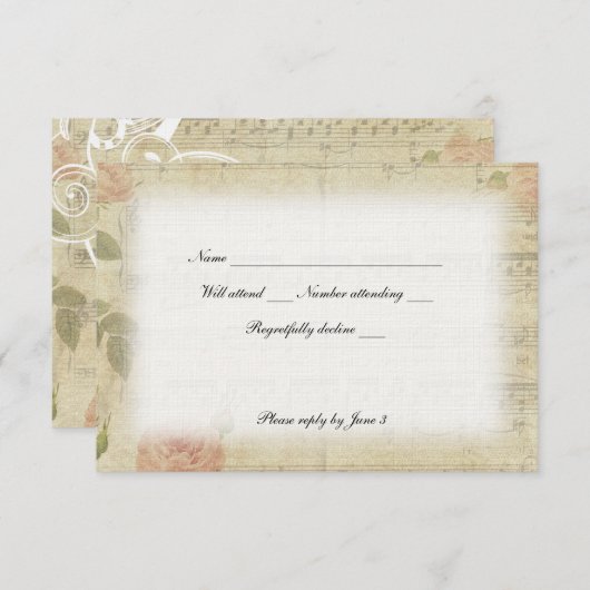 Viktorianisch Ghost Music uAwg mit Umschlägen RSVP Karte (Vorne/Hinten)