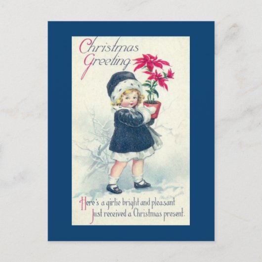 Viktorianisch Girl Vintage Weihnachten Postkarte (Vorderseite)