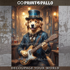 Viktorianisch Golden Retriever mit E-Gitarre !! Seidenpapier