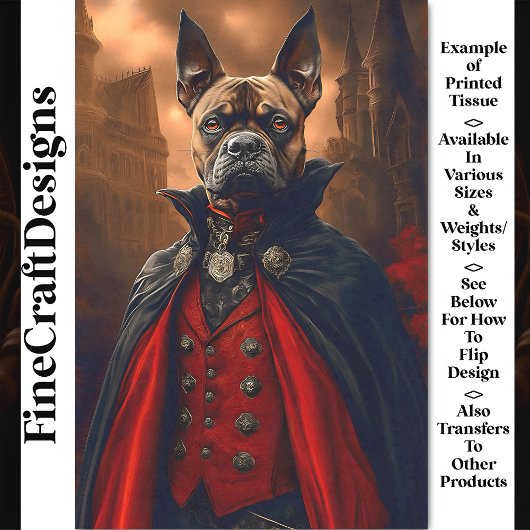 Viktorianisch Gothic Bulldog Dog Vampire BV7 Decou Seidenpapier