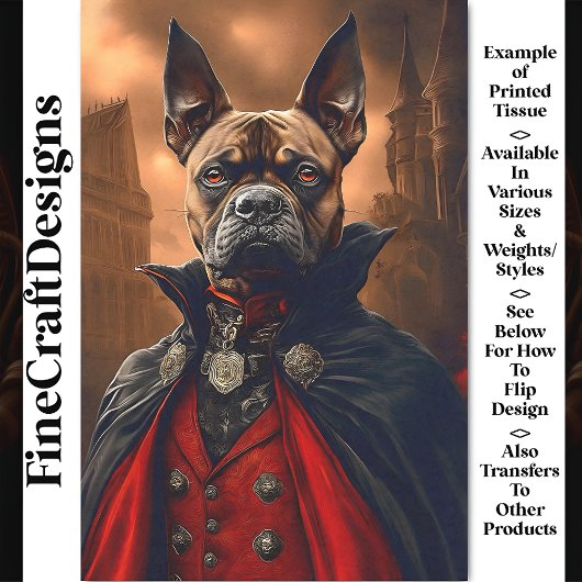 Viktorianisch Gothic Bulldog Dog Vampire BV8 Decou Seidenpapier