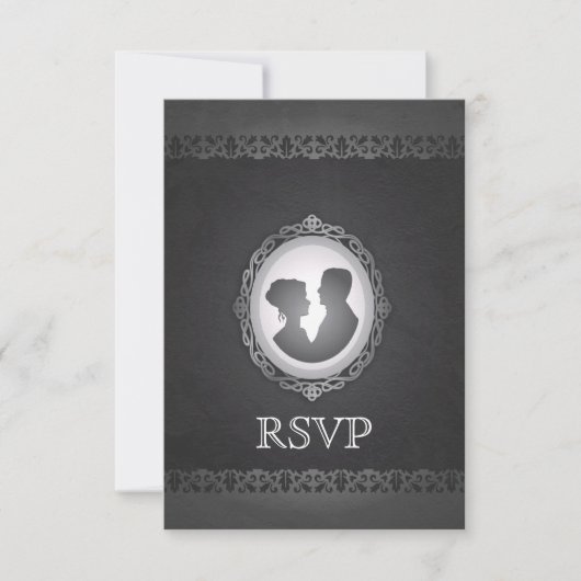 Viktorianisch Gothic Cameo Wedding RSVP Karte (Vorderseite)
