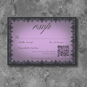 Viktorianisch Gothic Eisen Grenze Lila Hochzeit QR RSVP Karte