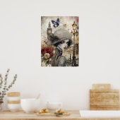Viktorianisch Gothic Girl & Florals London Poster (Küche)