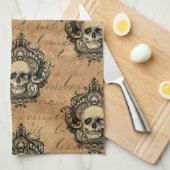 Viktorianisch Gothic Glam Skull Geschirrtuch (Viertel Falte)