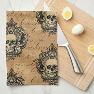 Viktorianisch Gothic Glam Skull Geschirrtuch