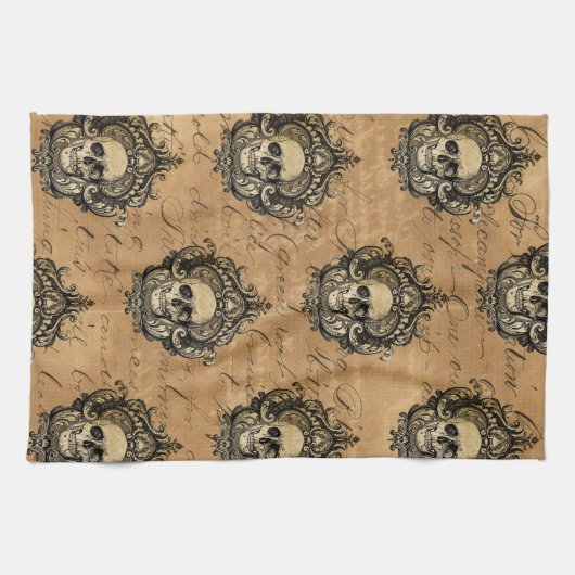 Viktorianisch Gothic Glam Skull Geschirrtuch (Horizontal)
