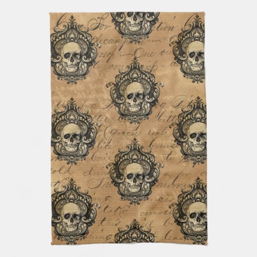 Viktorianisch Gothic Glam Skull Geschirrtuch (Vertikal)