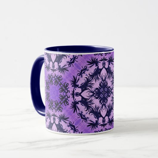 Viktorianisch Gothic Lila und Dunkelblau Tasse (Vorderseite Links)