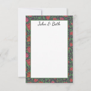 Viktorianisch Gothic Perfect Red & Fuchsia Rose Dankeskarte