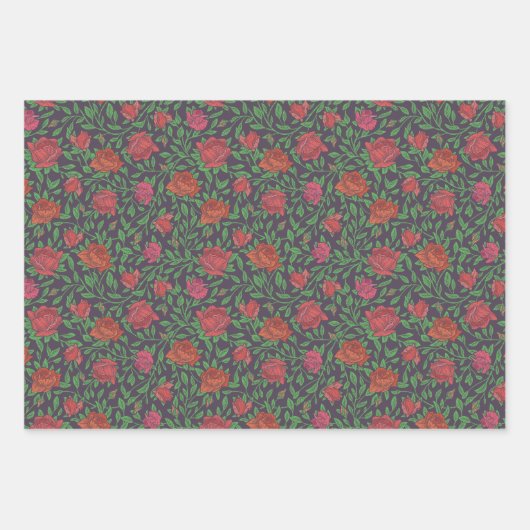 Viktorianisch Gothic Perfect Red & Fuchsia Rose Geschenkpapier Set (Vorderseite)