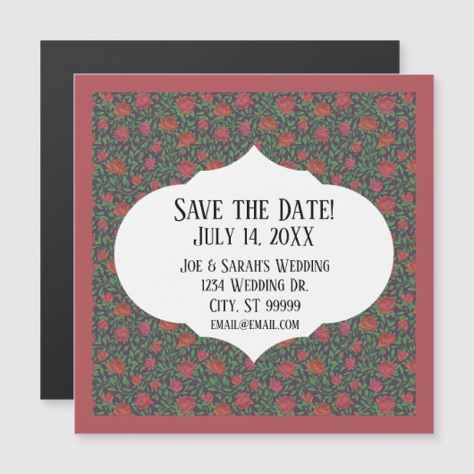 Viktorianisch Gothic Perfect Red & Fuchsia Rose Magnetkarte (Vorne/Hinten)