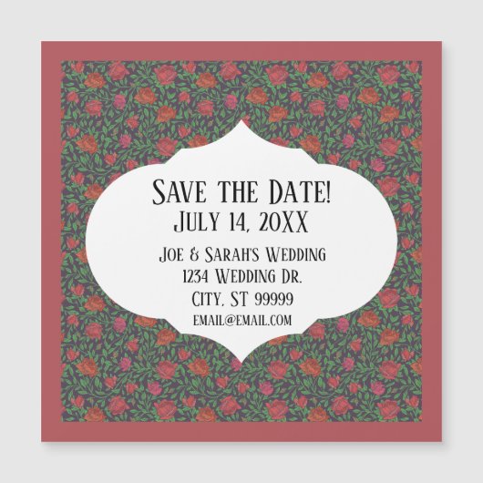 Viktorianisch Gothic Perfect Red & Fuchsia Rose Magnetkarte (Vorderseite)