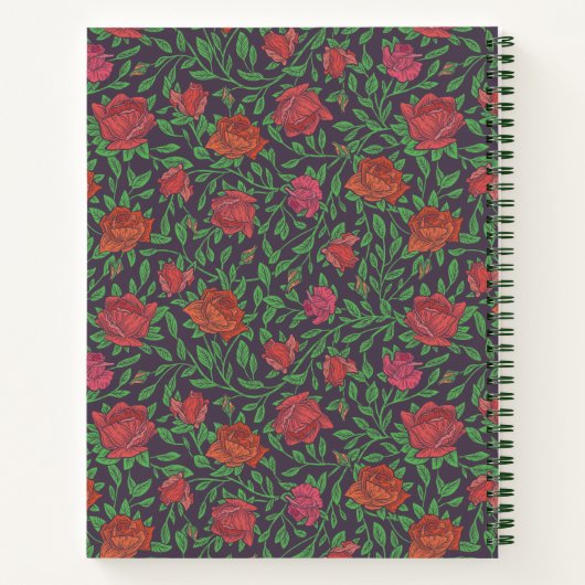Viktorianisch Gothic Perfect Red Fuchsia Rose Reze Notizblock (Rückseite)