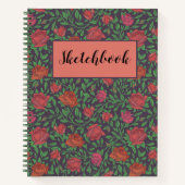 Viktorianisch Gothic Perfect Red Fuchsia Rose Sket Notizblock (Vorderseite)