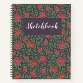 Viktorianisch Gothic Perfect Red Fuchsia Rose Sket Notizblock (Vorderseite)
