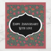 Viktorianisch Gothic Perfect Red & Fuchsia Rose Weinetikett (Einzelnes Label)