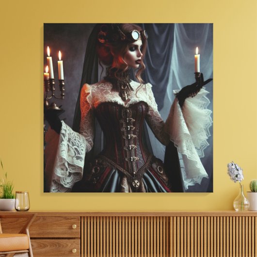 Viktorianisch Gothic Steampunk Elegant Lady Leinwanddruck (Insitu (Wohnzimmer))