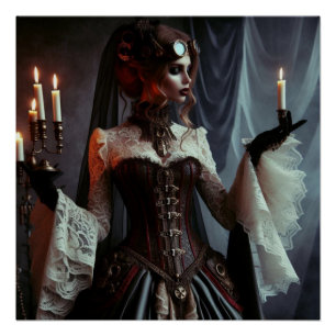 Viktorianisch Gothic Steampunk Elegant Lady Poster
