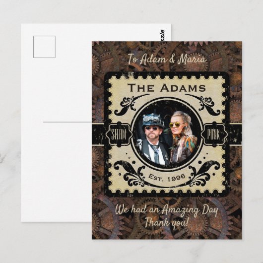 Viktorianisch Gothic Steampunk Wedding Danke Postkarte (Vorne/Hinten)