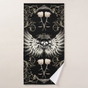 Viktorianisch gothische Romantik-Totenkopf-Flügel  Badhandtuch Set