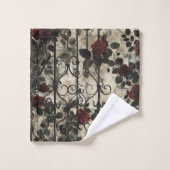 Viktorianisch Gotische Gartenmuster Rose Muster Badhandtuch Set (Waschlappen)