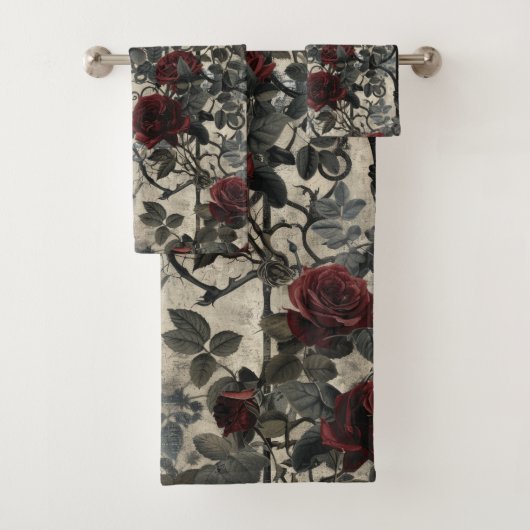Viktorianisch Gotische Gartenmuster Rose Muster Badhandtuch Set (Insitu)