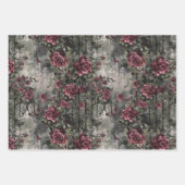 Viktorianisch Gotische Gartenmuster Rose Muster Geschenkpapier Set (Vorderseite 2)