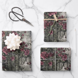 Viktorianisch Gotische Gartenmuster Rose Muster Geschenkpapier Set