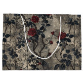 Viktorianisch Gotische Gartenmuster Rose Muster Große Geschenktüte (Rückseite)