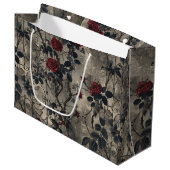 Viktorianisch Gotische Gartenmuster Rose Muster Große Geschenktüte (Vorderseite Schrägansicht)