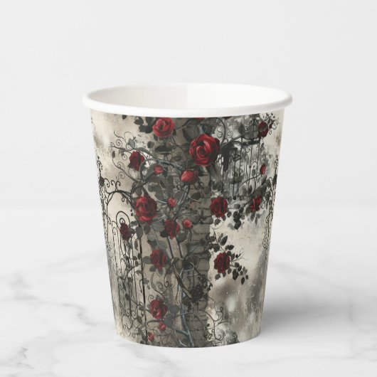 Viktorianisch Gotische Gartenmuster Rose Muster Pappbecher (Links)