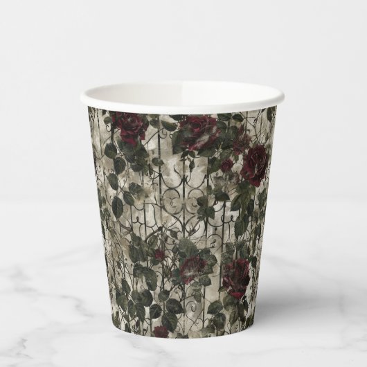 Viktorianisch Gotische Gartenmuster Rose Muster Pappbecher (Links)