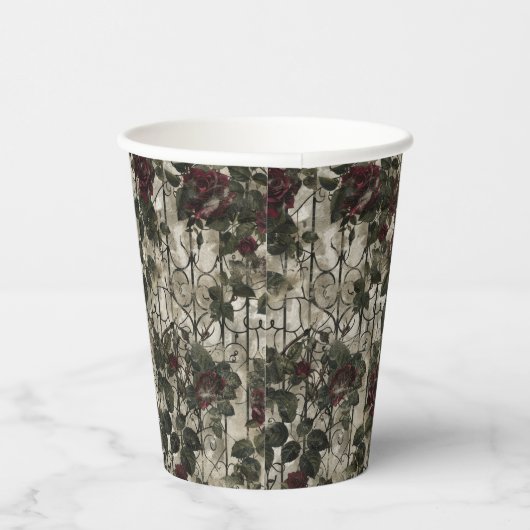 Viktorianisch Gotische Gartenmuster Rose Muster Pappbecher (Rechts)