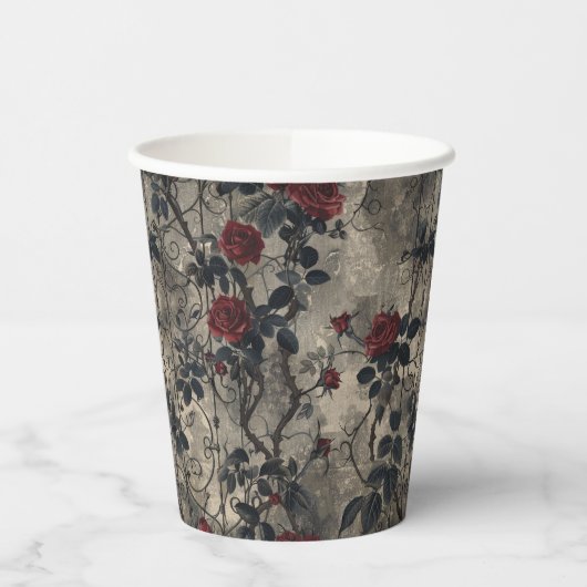 Viktorianisch Gotische Gartenmuster Rose Muster Pappbecher (Links)