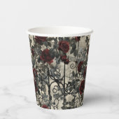 Viktorianisch Gotische Gartenmuster Rose Muster Pappbecher (Rückseite)