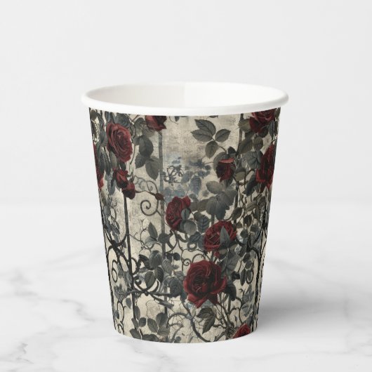 Viktorianisch Gotische Gartenmuster Rose Muster Pappbecher (Links)