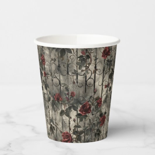 Viktorianisch Gotische Gartenmuster Rose Muster Pappbecher (Links)