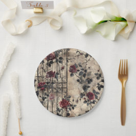 Viktorianisch Gotische Gartenmuster Rose Muster Pappteller