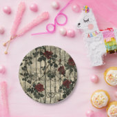 Viktorianisch Gotische Gartenmuster Rose Muster Pappteller (Party)