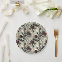 Viktorianisch Gotische Gartenmuster Rose Muster Pappteller