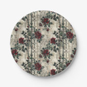 Viktorianisch Gotische Gartenmuster Rose Muster Pappteller (Vorderseite)
