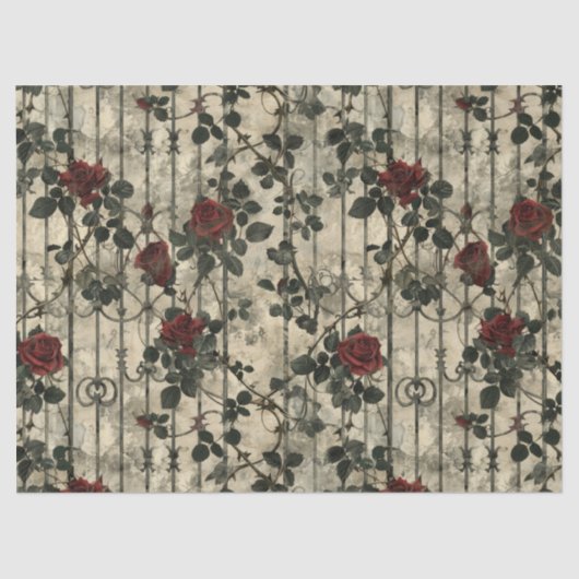 Viktorianisch Gotische Gartenmuster Rose Muster Seidenpapier (Vorderseite)