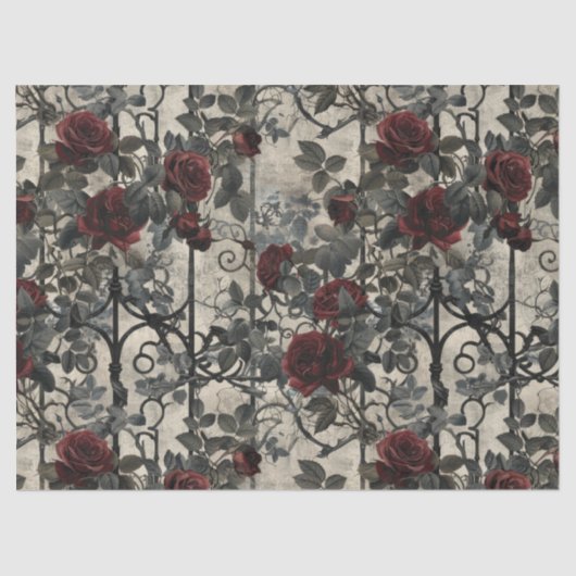 Viktorianisch Gotische Gartenmuster Rose Muster Seidenpapier (Vorderseite)